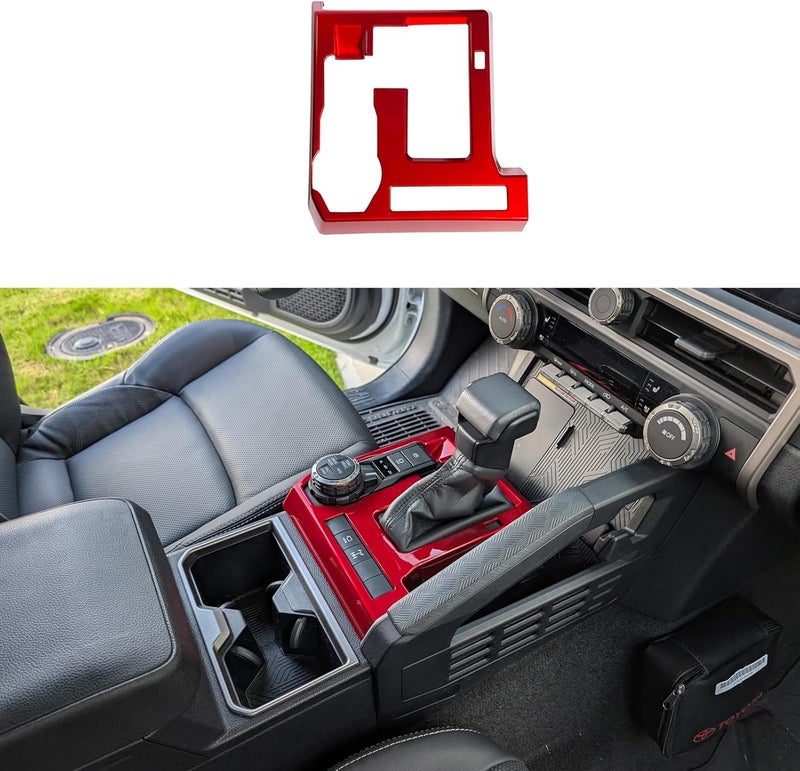 BORUIEN for Toyota Tacoma 2024 2025 and 4Runner 2025 Interior Accessories Center Console ABS Shift Panel Cover Decor Dashboard Trim (Dark Red, Shift Panel Cover) - Image 2